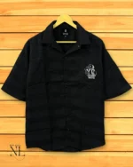 Classic Black Plain Oversize Shirt for Men Relaxed Fit