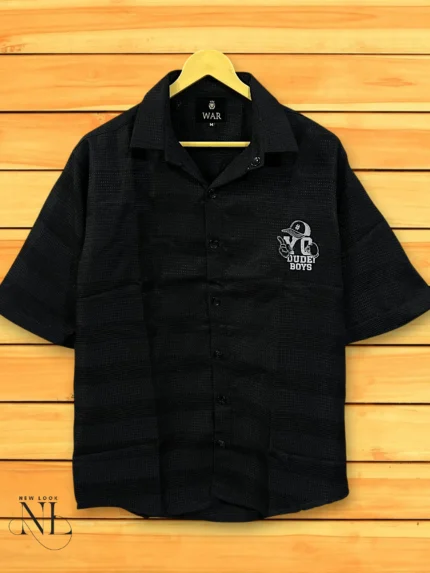 Classic Black Plain Oversize Shirt for Men Relaxed Fit