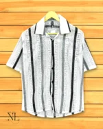 Trendy White Stripe Oversize Shirt Streetwear Men's Fashion