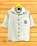 Classic Cream Plain Oversize Shirt for Men Relaxed Fit