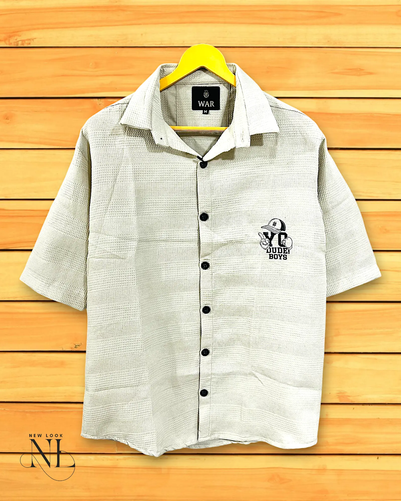 Classic Cream Plain Oversize Shirt for Men Relaxed Fit Classic Cream Plain Oversize Shirt for Men Relaxed Fit