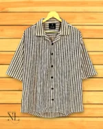 Cream Oversize Stripe Shirt for Men Minimalist Luxury