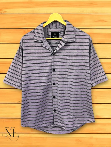 Stylish Lite Purple Stripe Oversize Shirt Trendy Comfort Wear