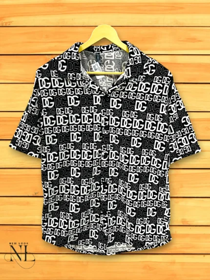 Printed Black Oversize Shirt for Men Trendy & Comfortable