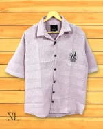 Classic Lite Purple Plain Oversize Shirt for Men Soft Relaxed Fit