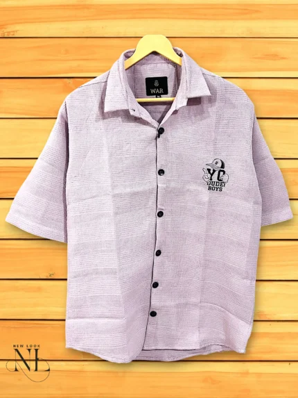 Classic Lite Purple Plain Oversize Shirt for Men Soft Relaxed Fit