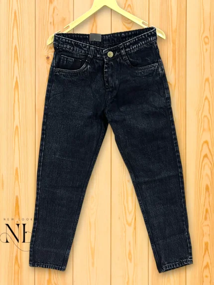 Trendy Dark Grey Denim Baggy Jeans Vintage Wash