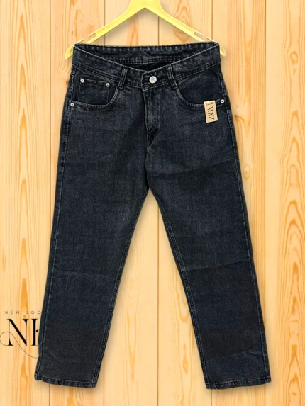 Classic Dark Grey Denim Baggy Jeans for Men Vintage Wash