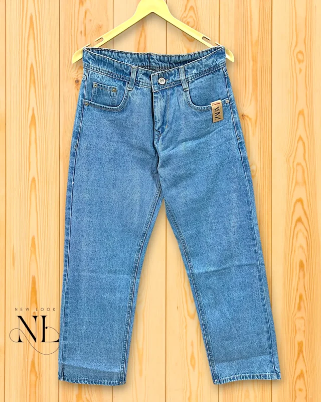 Classic Sky Blue Denim Baggy Jeans for Men 90s Relaxed Fit
