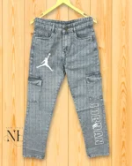 Denim Lite Grey Printed Joggers for Men Streetwear Style