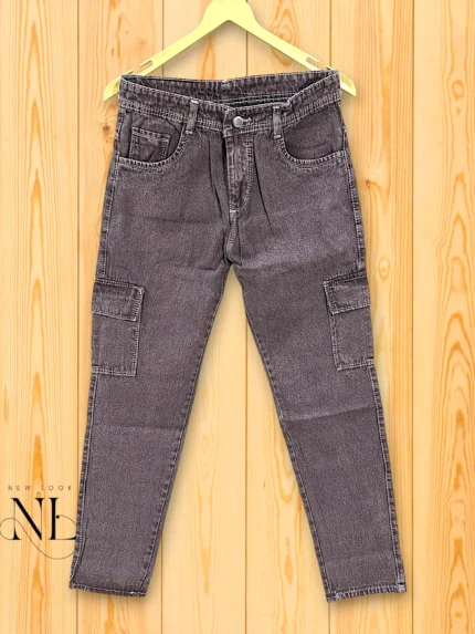 Trendy Lite Purple Denim Cargo Pants Streetwear Essential