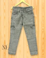 Lite Grey Denim Cargo Pants for Men Stylish Multiple Pockets