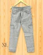 Cream Denim Cargo Pants for Men Stylish Multiple Pockets