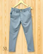 Office Ready Sky Blue Formal Cotton Pants for Men