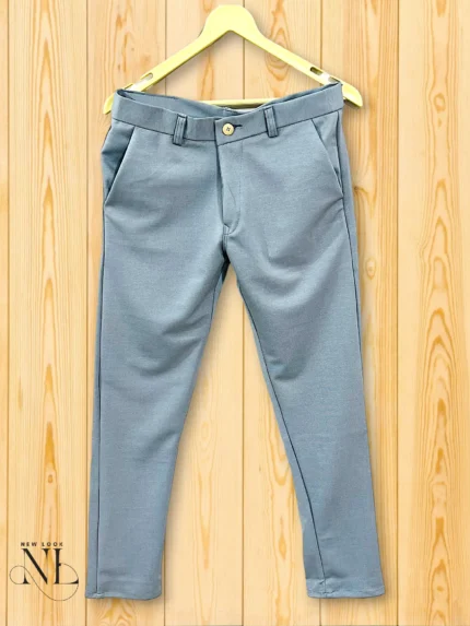 Office Ready Sky Blue Formal Cotton Pants for Men
