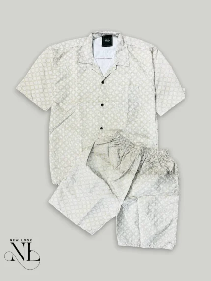 Trendy Lite Yellow Printed Cord Set for Men Summer