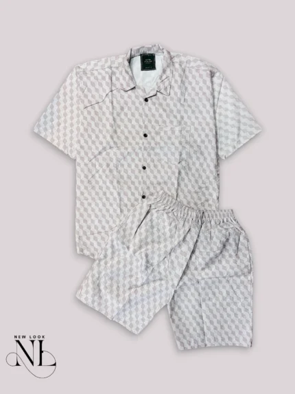 Classic Grey Printed Cord Set for Men Versatile Set