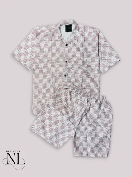 Trendy Pink Printed Cord Set for Men & Bold