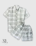 Classic Lite Green Checks Cord Set for Men & Fresh