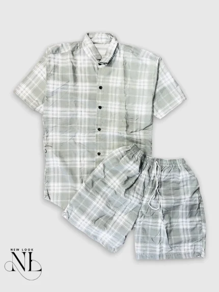 Classic Lite Green Checks Cord Set for Men & Fresh