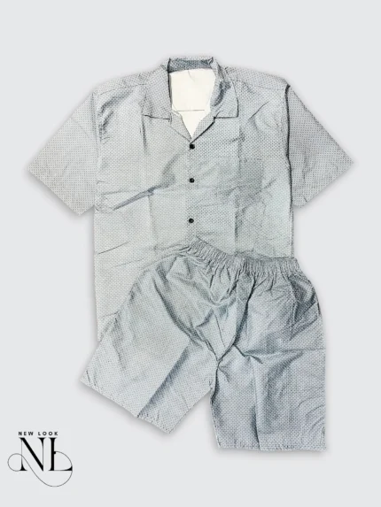 Stylish Grey Printed Cord Set for Men Loungewear Set