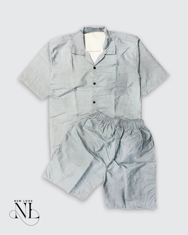 Stylish Grey Printed Cord Set for Men Loungewear Set