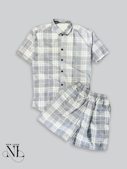 Classic Lite Grey Checks Cord Set for Men Premium