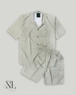 Stylish Grey Printed Cord Set for Men Modern Set