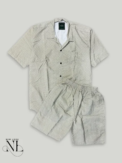 Stylish Grey Printed Cord Set for Men Modern Set