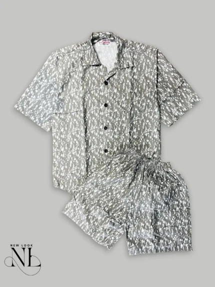 Premium Grey Printed Cord Set for Men Luxury Set