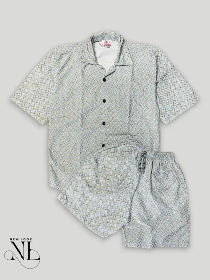 Trendy Blue Printed Cord Set for Men Luxury Set