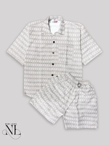 Classic Grey Printed Cord Set for Men Luxury Set