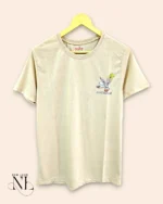 Trendy Cream Back Print Half T-Shirt for Men