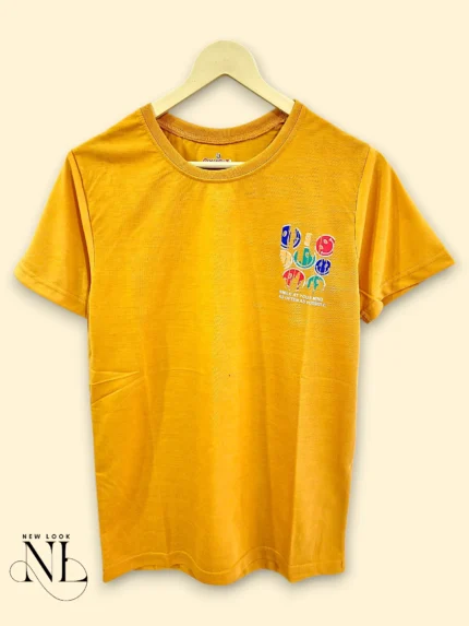 Trendy Yellow Back Print Half T-Shirt for Men