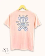 Baby Pink Back Print Half T-Shirt for Men