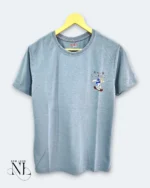 Lite Grey Back Print Half T-Shirt for Men