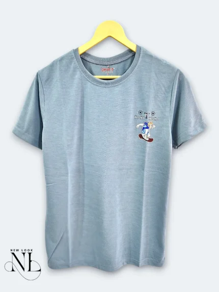 Lite Grey Back Print Half T-Shirt for Men