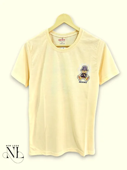 Lite Yellow Back Print Half T-Shirt for Men