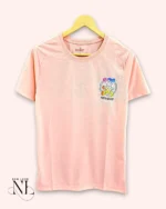 Baby Pink Back Print Half T-Shirt for Men