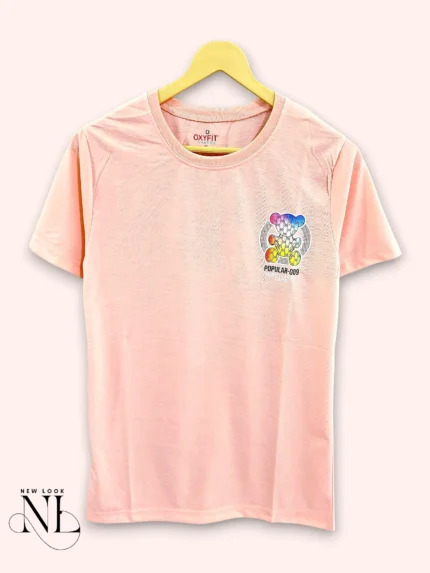 Baby Pink Back Print Half T-Shirt for Men