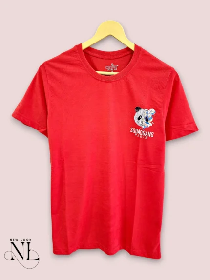 Trendy Red Back Print Half T-Shirt for Men
