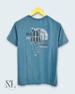 Trendy Glaucous Blue Back Print Half T-Shirt for Men