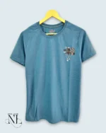 Trendy Glaucous Blue Back Print Half T-Shirt for Men