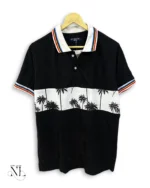 Black Printed Polo Half Sleeve T-Shirt for Men