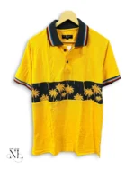 Yellow Printed Polo Half Sleeve T-Shirt for Men