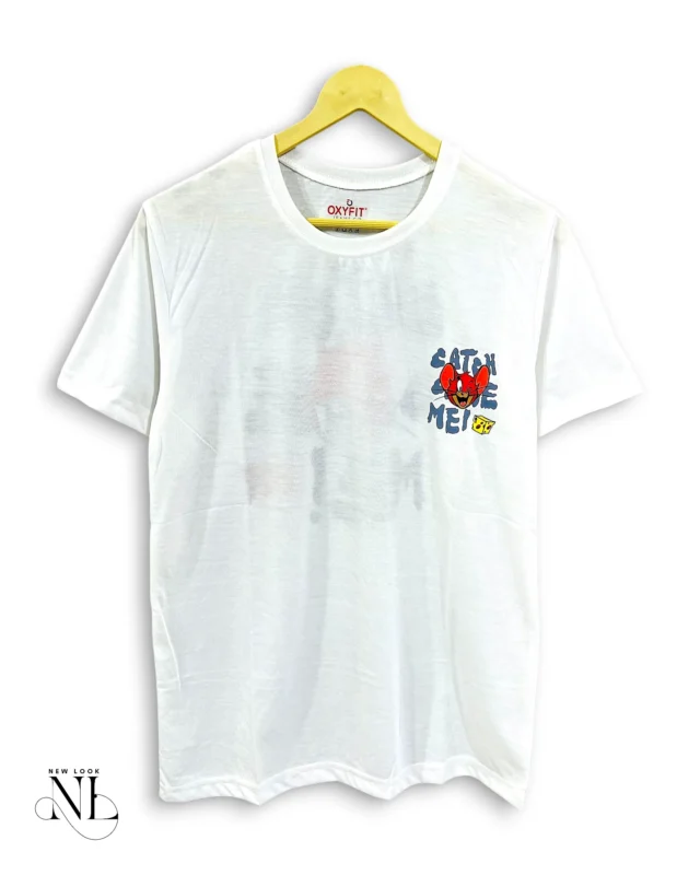 Classic White Back Print Half Sleeve T-Shirt for Men