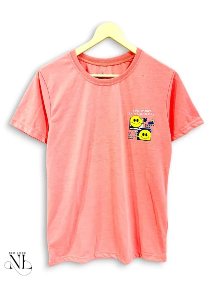 Stylish Pink Back Print Half Sleeve T-Shirt for Men