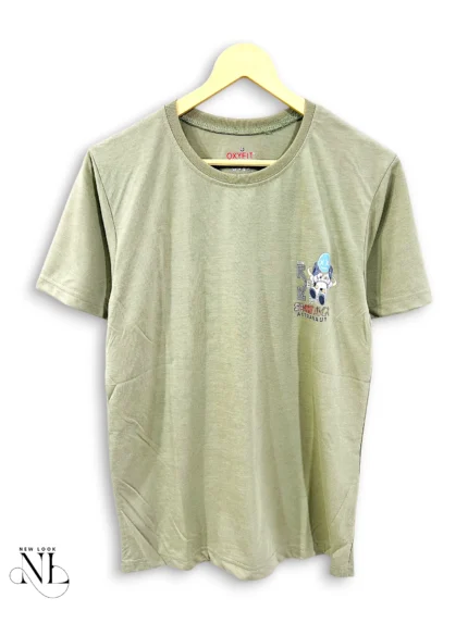 Classic Lite Green Back Print Half Sleeve T-Shirt for Men
