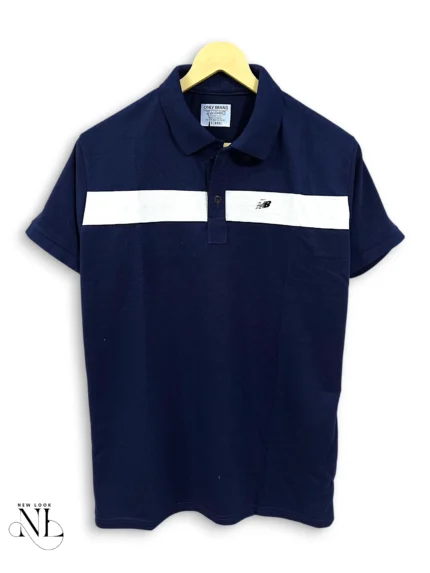Plain Navy Blue Half Sleeve Polo T-Shirt for Men