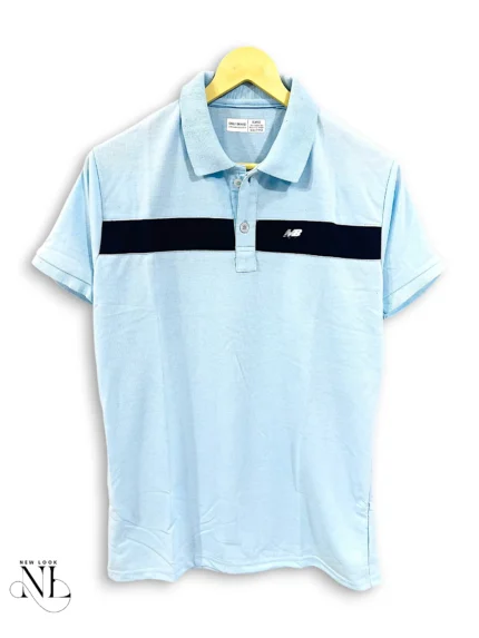 Plain Sky Blue Half Sleeve Polo T-Shirt for Men